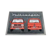 BRISA VW Collection - Alfombra para pies/Felpudo para Puerta con Motivo de T3 Camper Bus (Frontal del Bus/Rojo)