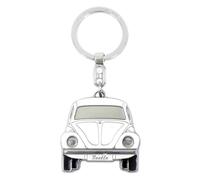 BRISA VW Collection - Escarabajo Llavero en Caja de Regalo | Volkswagen Colgante Decorativo, Anilla Partida, Estilo Retro, Aleación de Zinc y Aluminio Esmaltada, Blanco