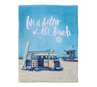 BRISA VW Collection - Manta de forro polar suave para Volkswagen T1 Bulli Bus (150 x 200 cm/Surf/Azul)