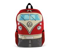 BRISA VW Collection - Mochila de senderismo infantil Volkswagen T1 Camper Bus (15L/Pequeña/Frente del Bus/Rojo)