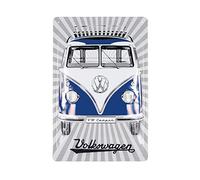 BRISA VW Collection: Placa de metal retro de Volkswagen - Decoración vintage y regalo autobús T1 (Frontal/Azul)