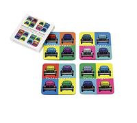 BRISA VW Collection - Posavasos de Corcho para Vasos de Bebidas de Volkswagen con Revestimiento de MDF Escarabajo (Conjunto de 4/Multicolor)