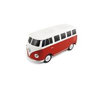 BRISA VW Collection - T1 Bus Furgoneta Altavoz Bluetooth Portátil Mini-USB | Volkswagen Altavoz Inalámbrico Modelo 1:20, Faros LED, USB, AUX 3,5 mm, Batería 5 h, Fiestas, Camping, Rojo