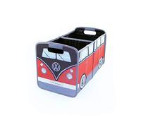 BRISA VW Collection - T1 Bus Furgoneta Caja Plegable y Bolsa de Compra | Volkswagen Organizador de Maletero, Plegable, Bolsillos de Malla, Asas, Carga Máxima 30 kg, Hogar, Camping, Rojo/Negro