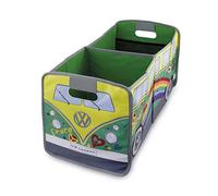 BRISA VW Collection - T1 Bus Furgoneta Caja Plegable y Bolsa de Compra | Volkswagen Organizador de Maletero, Plegable, Bolsillos de Malla, Asas, Carga Máxima 30 kg, Hogar, Camping, Peace/Verde