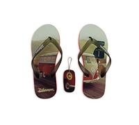 BRISA VW Collection - Volkswagen Furgoneta Hippie Bus T1 Van FLI-Flops Vintage con Llavero, Sandalias de Playa, Zapatos de Baño, Chanclas Retro, Chancletas de Verano (XXL 44/45, Highway 1)