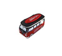 BRISA VW Collection - T1 Bus Furgoneta Neceser de Viaje | Volkswagen Organizador de Cosméticos, Repelente al Agua, Neopreno, 4 Bolsillos de Malla, Rojo/Negro Pequeño