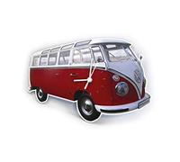 BRISA VW Collection - T1 Bus Furgoneta Reloj de Pared | Volkswagen Reloj Decorativo de Cuarzo, Panel MDF, Analógico, Silhouette/Rojo