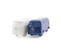 BRISA VW Collection - T1 Bus Furgoneta Set de Sal y Pimienta | Volkswagen Salero y Pimentero 3D, Cerámica Recargable, para Mesa, Cocina y Camping, Caja de Regalo, Blanco/Azul