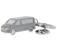 BRISA VW Collection - T5 T6 Bus Furgoneta Llavero Modelo 3D | Volkswagen Colgante 3D Decorativo, Anilla Partida Retro, Aleación de Zinc y Aluminio Esmaltada, Gris