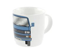 BRISA VW Collection - Volkswagen Furgoneta Bus T3 Camper Van Taza de Café de Porcelana (New Bone China) en Caja de regalo, Copa de Té, Decoración de la Mesa/Cocina/Camping/Souvenir (Frente/Azul)