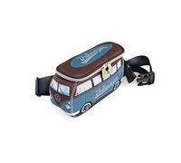 BRISA VW Collection - Volkswagen Riñonera y Bolsa Cruzada de Neopreno para Exteriores y Viajes T1 Camper Bus (Petrol/Marrón)