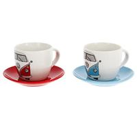 BRISA VW Collection - Volkswagen Set de tazas de espresso para cafété o cappuccino T1 Camper Bus (Frente del Bus/2 Colores/Conjunto de 2/100 ml)
