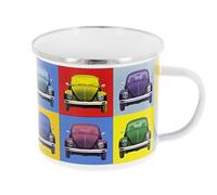 BRISA VW Collection - Volkswagen Taza Grande de Esmalte para café o té Escarabajo para Camping (500 ml/Multicolor/Colorido)