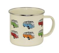 BRISA VW Collection - Volkswagen Taza Grande de Esmalte para cafété o Cappuccino T1 Bus para Camping (500 ml/Desfile/Beige)