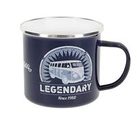 BRISA VW Collection - Volkswagen Taza grande de esmalte para cafété o cappuccino T1 Bus para camping (500 ml/Legendary/Azul)
