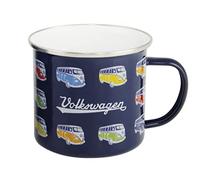 BRISA VW Collection - Volkswagen Taza grande de esmalte para cafété o cappuccino T1 Bus para camping (500 ml/Desfile/Azul)