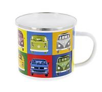 BRISA VW Collection - Volkswagen Taza grande de esmalte para cafété o cappuccino T1-T3 Bus para camping (500 ml/Multicolor/Colorido)
