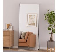 brisafe Espejo de cuerpo entero de gran tamaño, 80 x 180 cm, con nano-película irrompible, espejo de pie y de pared, espejo de suelo extra grande para dormitorio, gimnasio, vestidor, color negro