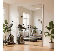 brisafe Espejo de Cuerpo Entero Plegable de 180 x 120cm, Espejo de pie Plegable de Doble Cara para el hogar, el Gimnasio y el Estudio, Espejo de Gran Formato con fácil Almacenamiento para Yoga Blanco
