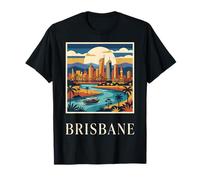 Brisbane Queensland Australia Horizonte Río Vintage Viajes A Camiseta
