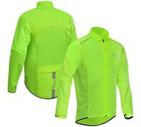 Brisk Bike Chubasquero ciclismo hombre,ligeras e impermeable ciclismo de manga larga de alta visibilidad transpirables y reflectantes para correr (FR/ES, Letras, S, Regular, Regular, Green)