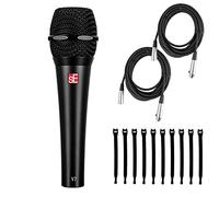 Briskdrop sE Electronics V7 - Micrófono de mano supercardioide dinámico negro, paquete con 2 cables XLR y 10 bridas