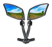 BriskMore Bar End bicicleta espejo 1-PAIR, lente de vidrio convexa resistente a arañazos de alta definición E-Bike espejo, espejo retrovisor seguro para lado izquierdo y derecho BT-018…