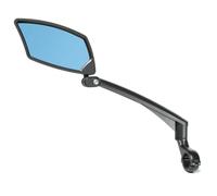 BriskMore Espejo para manillar de bicicleta, lente de vidrio convexo azul antirreflejos para manillar plano, resistente a los arañazos, ajustable y giratorio, espejo retrovisor seguro solo para lado