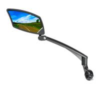 BriskMore Espejo para manillar de bicicleta, lente de vidrio resistente a los arañazos, ajustable y giratorio, espejo retrovisor seguro para lado izquierdo BT-016L