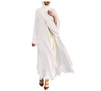 Briskorry Chaqueta de punto musulmán para mujer con cinturón, monocolor, vestido largo islámico, para verano, festival, maxivestido, vestido Arab Dubái, caftán Ramadán, vestido kaftán