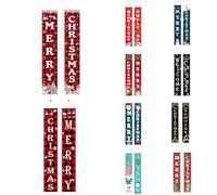 Briskorry Pancarta de Navidad Merry Christmas Banner Rojo Feliz Navidad Banner Plaid Navidad Cartel Navidad Decoración Exterior Colgante para el Hogar Decoración de Pared Fiesta Porche (30 x 180 cm)