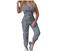 Briskorry Peto para mujer, pantalones de trabajo, pantalones largos, mono, mono de verano, monocolor, mameluco