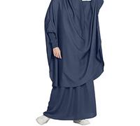 Briskorry Vestido musulmán para mujer musulmana, de dos piezas, vestido de ramadán islámico, suelto, moda abaya, vestido maxi de mezquita, murciélago, para oración