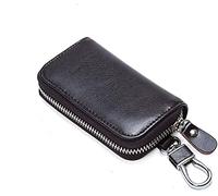 Briskyto Funda multifuncional con cremallera para llaves con 6 ganchos, cartera de cuero de moda para llaves de coche para hombres y mujeres