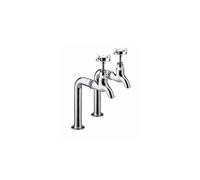 Bristan N BIB C - 1901 Bib Cromo Plateado Taps | Diseño tradicional, asas cruzadas dobles, grifos de cocina, cubierta de por vida