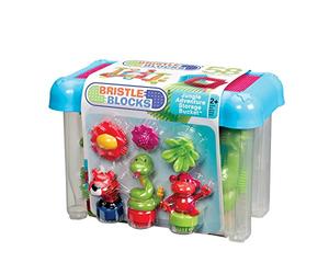 Bristle Blocks - Bloques de construcción entrelazados STEM - Juego de 58 piezas para niños pequeños y niños - Bloques de árboles y animales - Cubo de almacenamiento - 2 años + - Jungle Adventure Storage Bucket