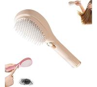 BristleFlex Cepillo de pelo antiestático autolimpiante, peine de masaje retráctil para todo el cabello, cepillo de pelo con un solo clic, elevación giratoria, solución para cabello enredado (Beige)