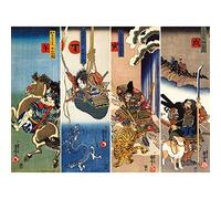 Bristlegrass Rompecabezas de madera para adultos, 1000 piezas y más de Tigre Dragón japonés Ukiyo-e Kuniyoshi Kakegawa Japonés Samurai Pintura Juguetes Regalos Rompecabezas (1000 piezas)