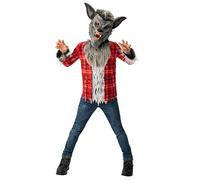 Bristol Novelty 3015503-4000 Disfraz de hombre lobo, niño y niña, gris, rojo, de