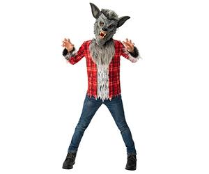 Bristol Novelty 3015503-4000 Disfraz de hombre lobo, niño y niña, gris, rojo, de 3 a 4 años Halloween