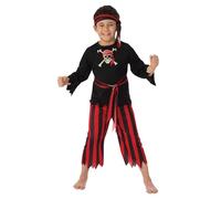 Bristol Novelty 3015597-8000 Disfraz de niño de pirata, elegante, negro y rojo, de 7 a 8 años Halloween