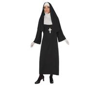 Bristol Novelty 301580M000 Disfraz de monja adulta, mujer, negro, talla M Halloween, Carnaval