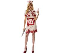 Bristol Novelty 301584L Disfraz de enfermera ensangrentada para adulto, mujer, blanco, rojo, talla L Halloween
