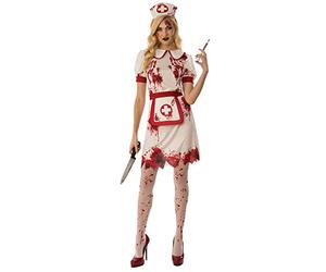 Bristol Novelty 301584L Disfraz de enfermera ensangrentada para adulto, mujer, blanco, rojo, talla L Halloween