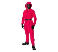 Bristol Novelty 301595S000 Disfraz de Juego del calamar con máscara, adulto, hombre y mujer, rojo, talla S Halloween
