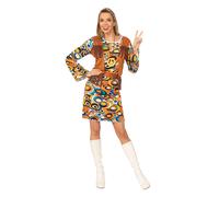Bristol Novelty AC730 Hippy Mod Dress Costume set For Women Multicolor Fring