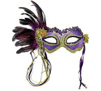 Bristol Novelty Antifaz metálico con pluma lateral, multicolor (EM322) Halloween