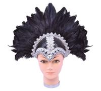 Bristol Novelty BA072 Braiding Feather Helmet For Women Black Plume, One Siz