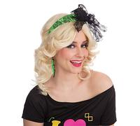 Bristol Novelty BA257 Diadema con encaje, estilo años 80, color verde neón, Talla única (BA257) Halloween, Carnaval